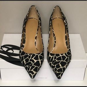 Nine West black & white giraffe print canvas heels